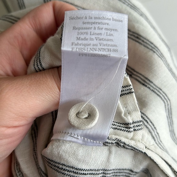Everlane Cream with Black Stripes Linen button down dress - Picture 6 of 7